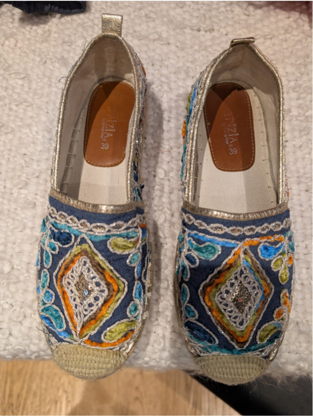 Women's L'Artiste by Spring Step Espadrilles Size 8.5 Blue Gold